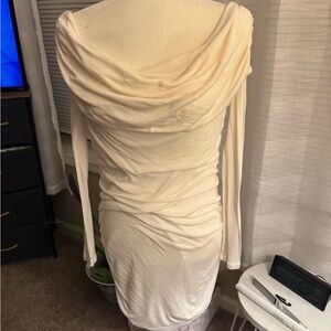Elegant Cream Long Sleeve Dress